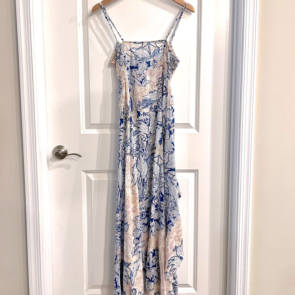 Free People Print Midi Dress with Slit in Small